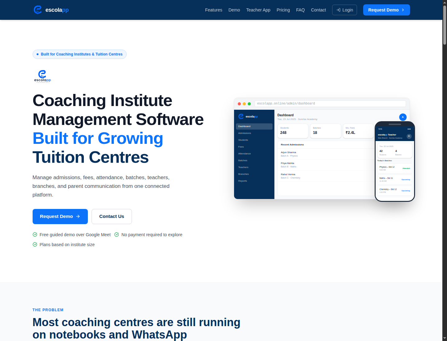 EscolApp landing page preview